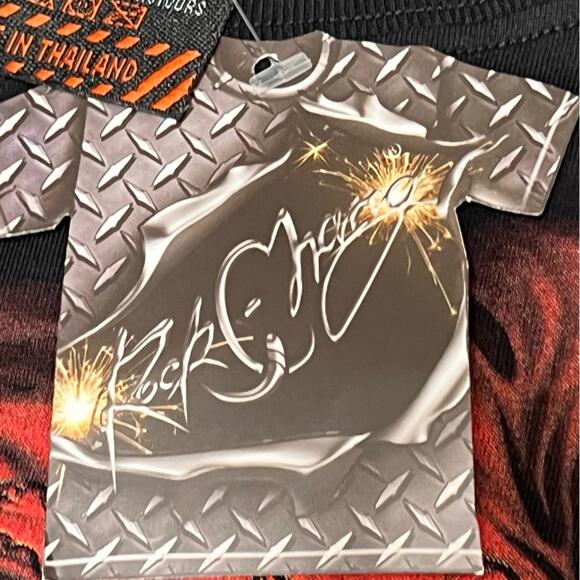 NWT VTG Y2K AOP All Over Print Rock Chang Joker Skull Glows In Dark Mens Sz XL - Picture 3 of 8